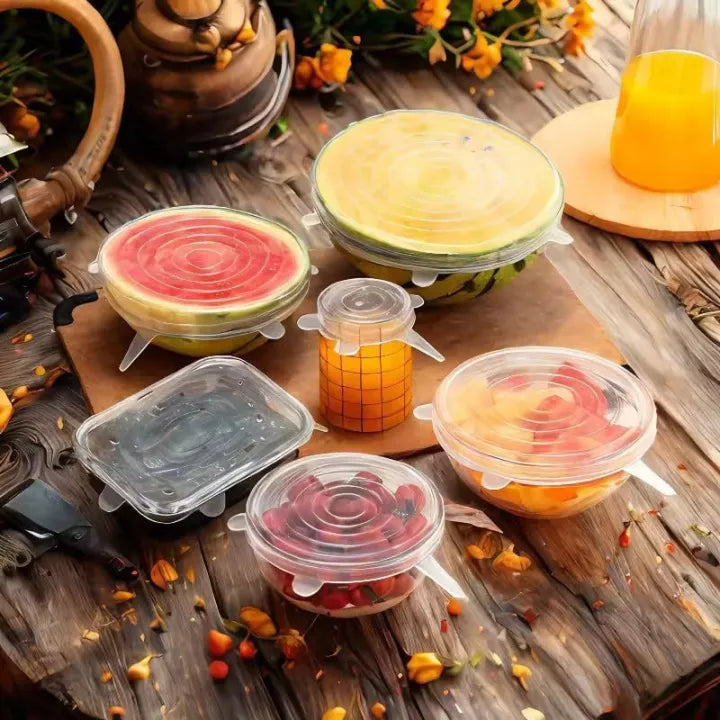 6 PCS Silicone Lids Food Covers,