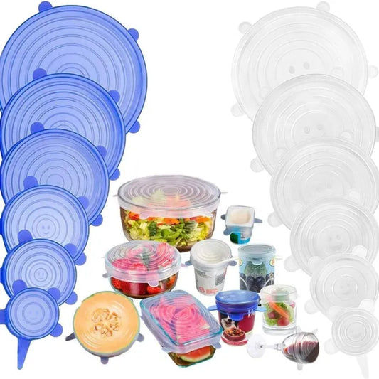 6 PCS Silicone Lids Food Covers,