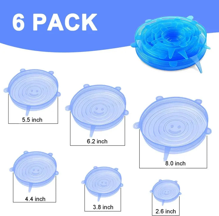 6 PCS Silicone Lids Food Covers,
